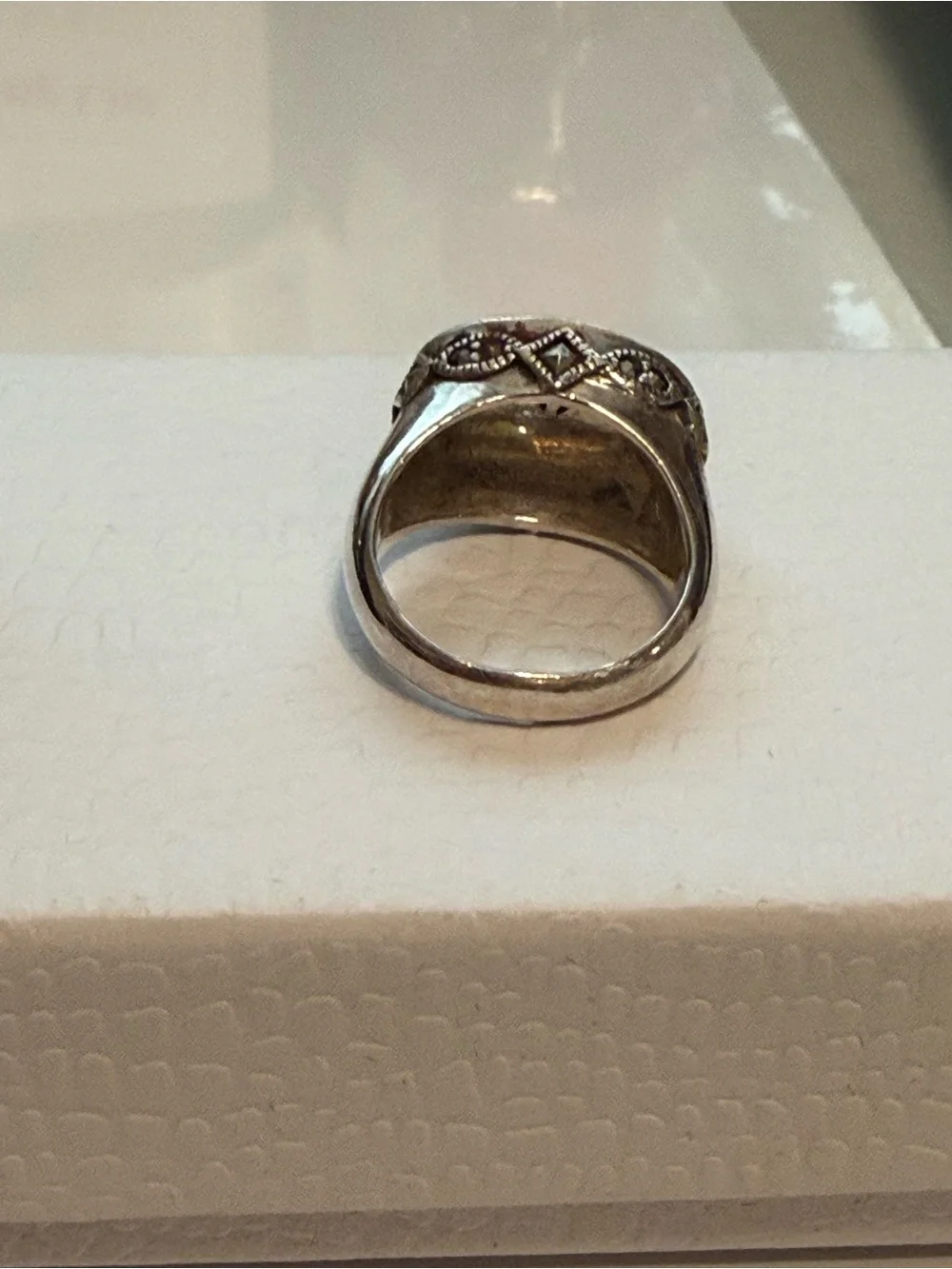 Judith Jack Art Deco Sterling shield silver oval Marcasite ring